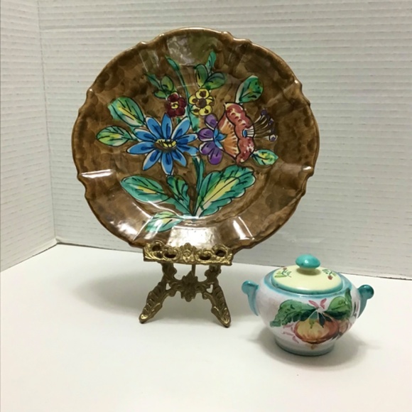 VTG Disapia Italy Ceramic Hand Painted Floral Bowl Dish, small ceramic bowl lid - Picture 12 of 14